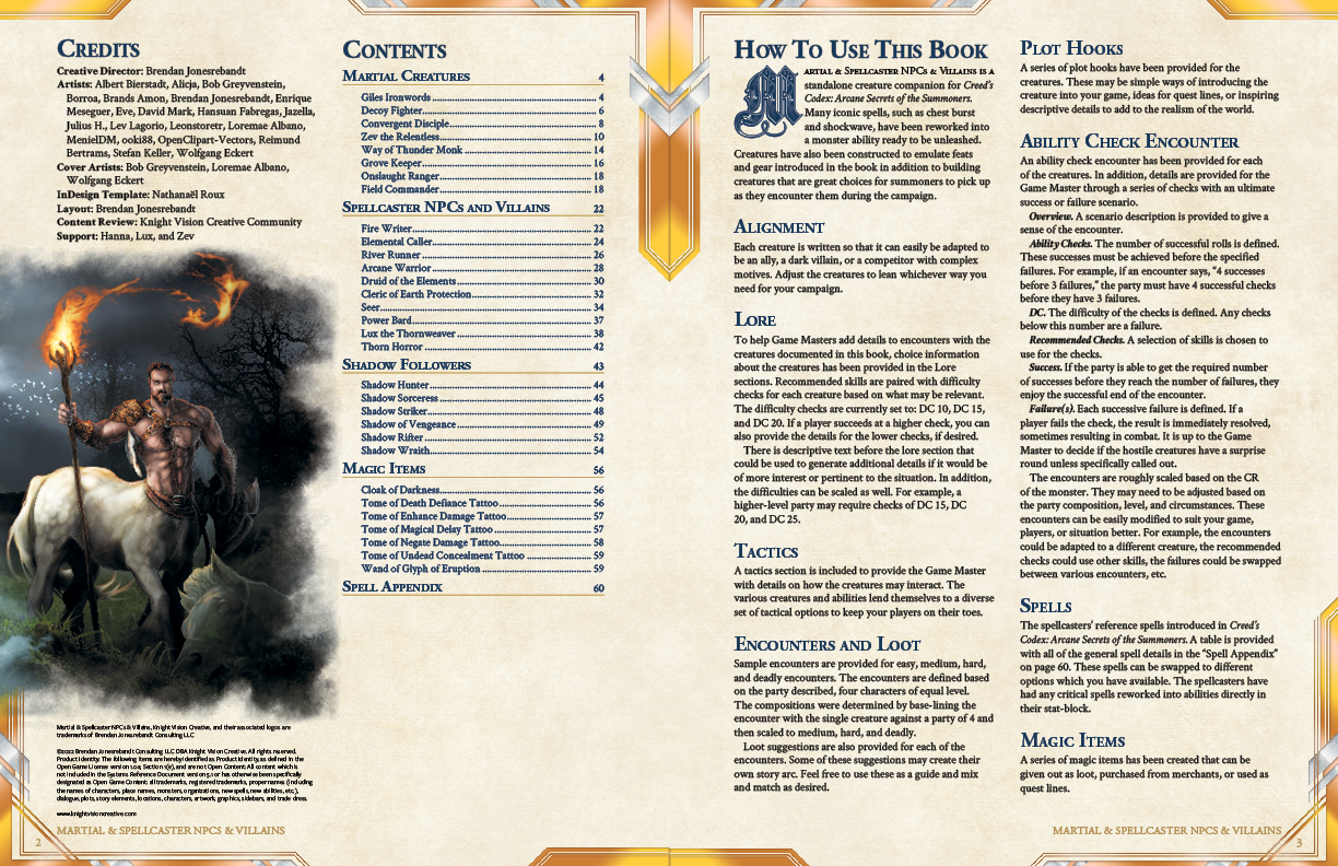 Martial & Spellcaster NPCs & Villains