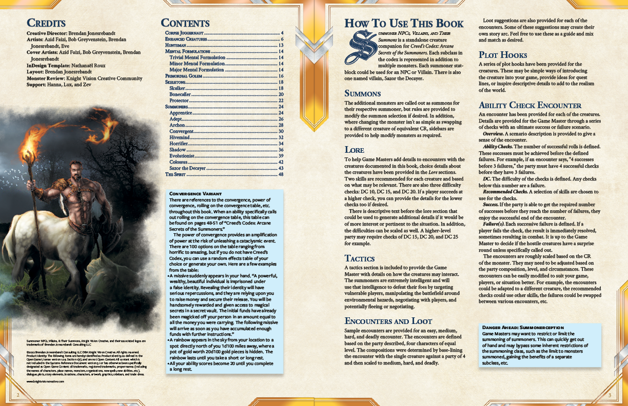 Summoner NPCs, Villains, & Their Summons