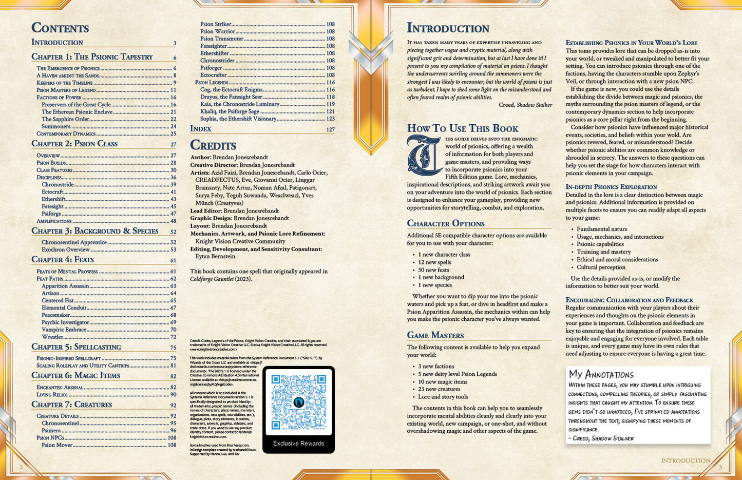 Creed's Codex: Legends of the Psions